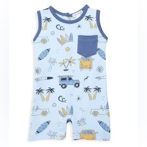 Noomie 0-3 baby boys surf romper in blue, sold out